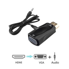HDMI Male to Gold-Plated VGA Female Adapter w/ 3.5mm Audio Port f PC/Laptop/HDTV