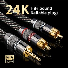 9.84ft Audiophile HiFi Audio RCA Cables-RCA to 3.5mm,15 AWG,4N OFC Core,Gold-…