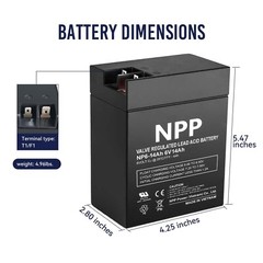 NPP NP6-14Ah 6V 14Ah Rechargeable Sealed Lead Acid Battery For Parmak 901