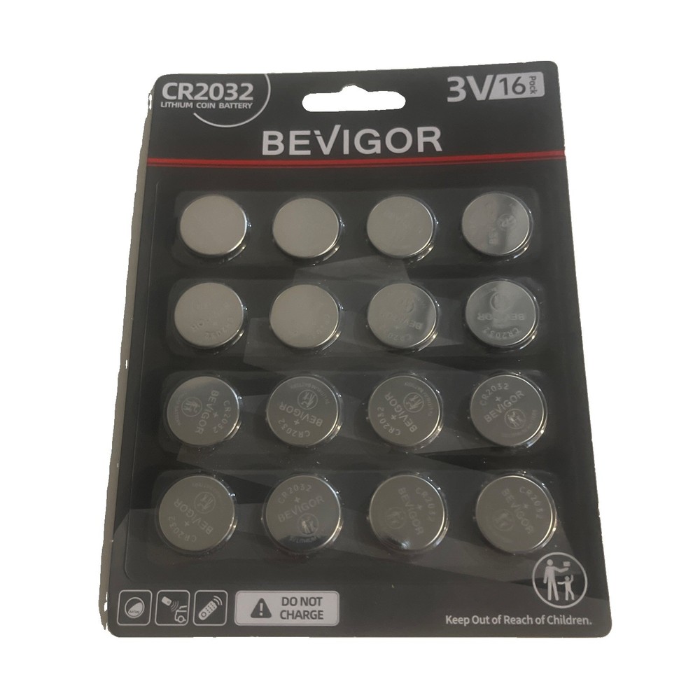 BEVIGOR CR2032 3V Lithium Coin Batteries 16 Pack – AirTag, Key Fob, Remote Watch