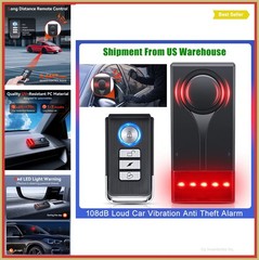 Wireless Car Vibration Alarm 108dB Loud Anti Theft Security For Door Window