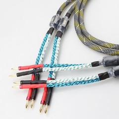 Speaker Cable Pair Braided HiFi Audiophile Cable with Banana Plugs for Amplifier