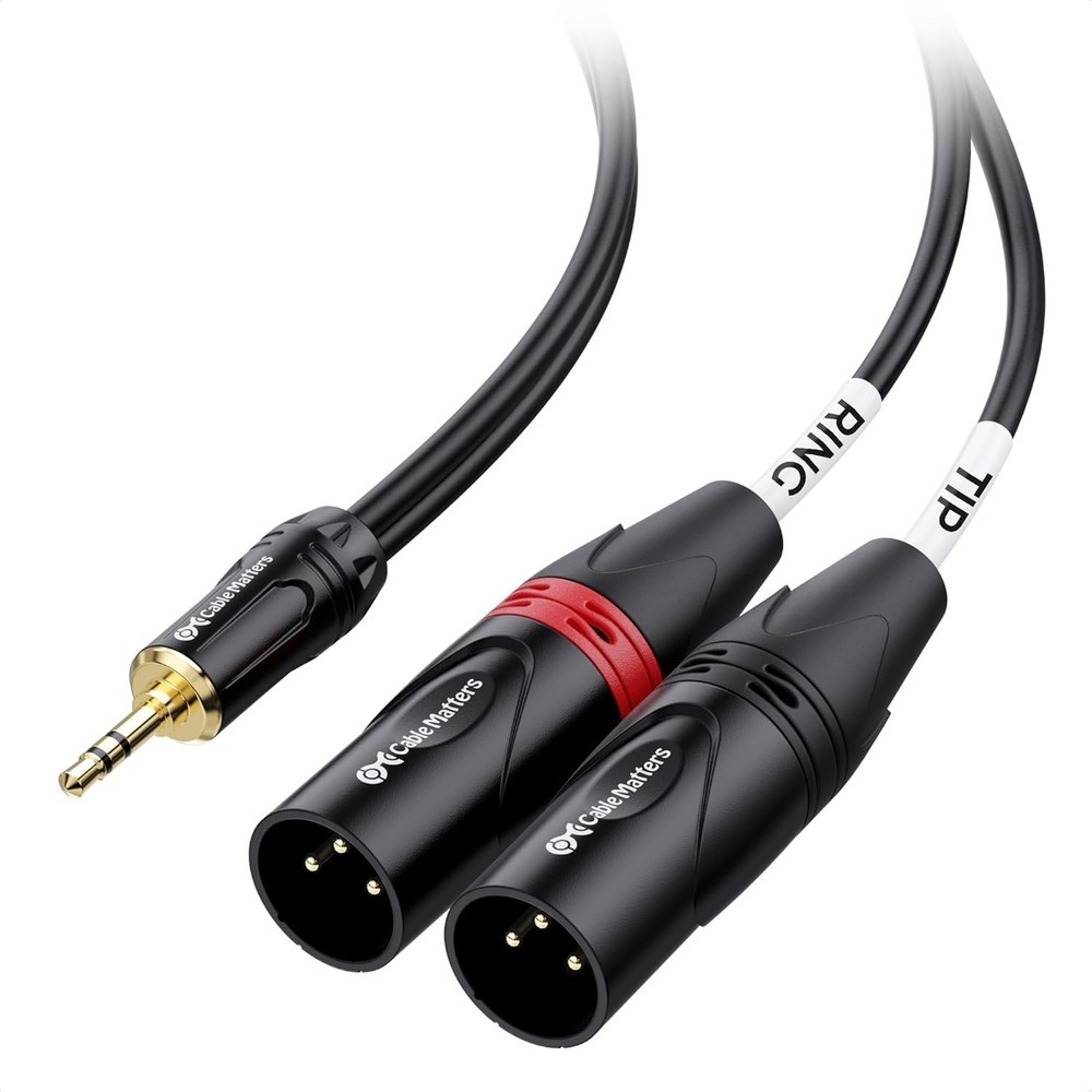 Cable Matters 3.5mm 1/8 Inch TRS to 2 XLR Cable 3 ft, Male to Male Aux to Dual X