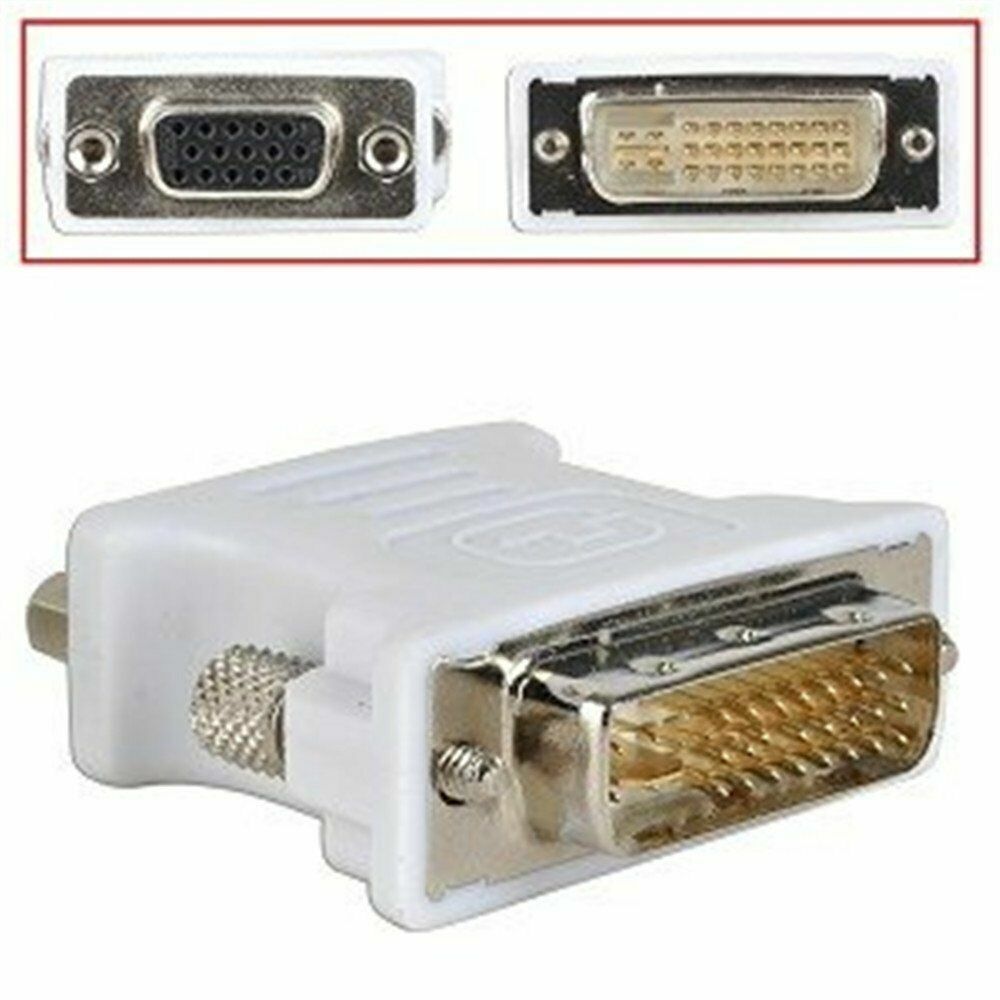 DVI-I Male Dual-Link 24+5 to VGA Female DE-15 Video Monitor Adapter Converter US