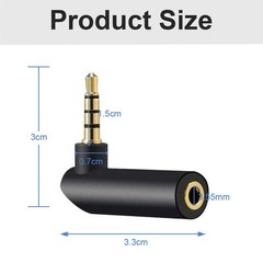 3.5mm Angle Male to Female Audio Adapter, 90 Degree Right Black and Golden