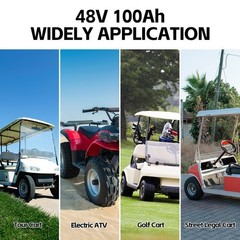 48V 100Ah LiFePO4 Lithium Battery For Golf Cart in 200A BMS, Max.Power 10.24kW