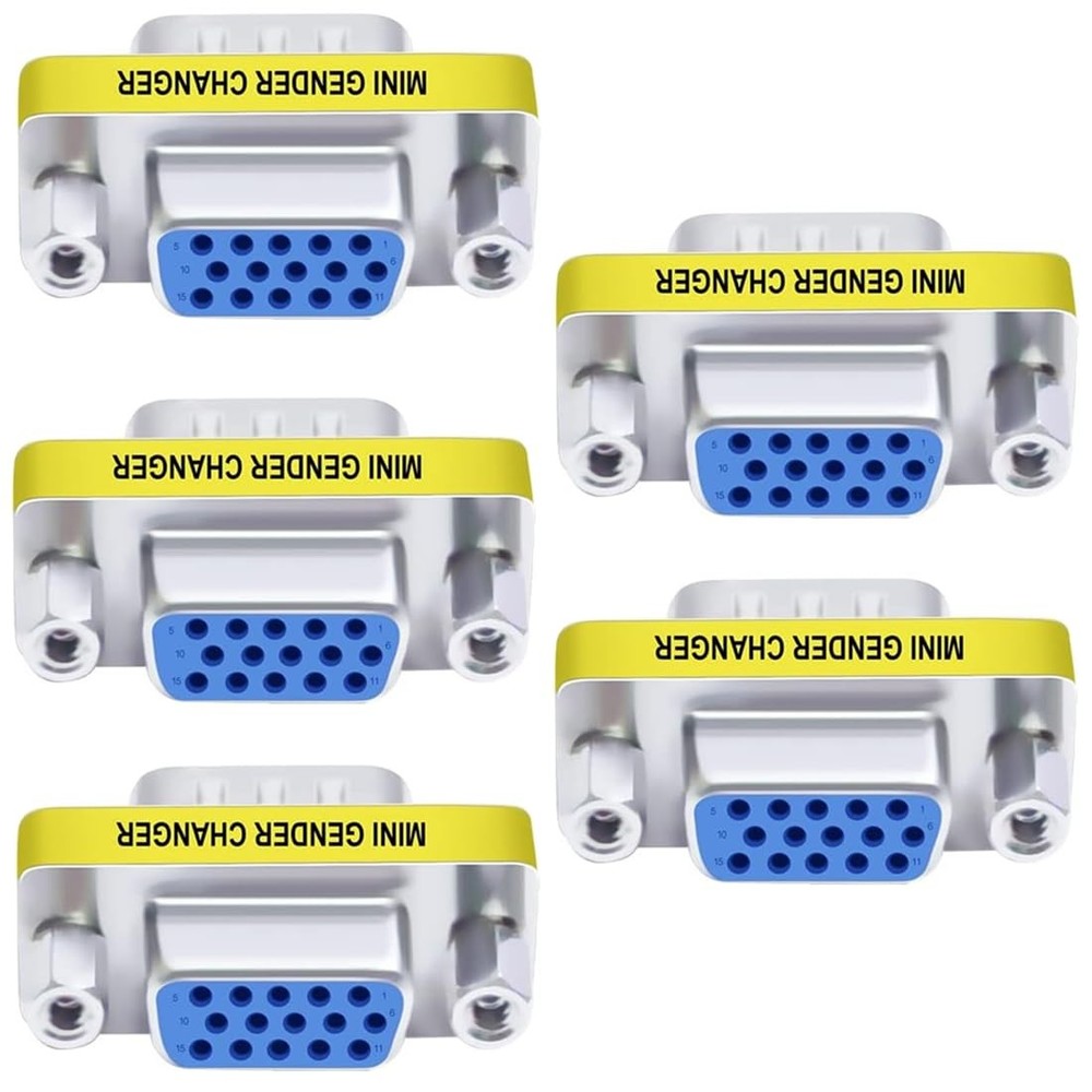 5 PCS VGA Female To Female Adapter DB15 HD15 Pin Connector Coupler PC Mac