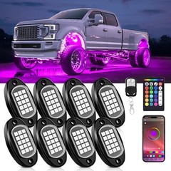 RGB/Pure White LED Rock Lights Kit, 8/12 Pods Car/Truck Underbody Underglow Kit
