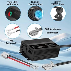 14.6V 50A LiFePO4 Battery Charger, 14.6V 50A Lithium Battery Charger for 12.8…