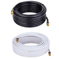 15FT RG6 Quad Cable Black White Coaxial F Extension Wire Satellite TV Antenna