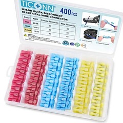 400 PCS Nylon Spade Quick Disconnect Connectors Kit, Electrical Insulated Termin