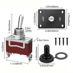2x Heavy Duty Toggle Switch SPST 2Pin On-Off Amp 30A 12VDC/15A 250VAC/20A 125VAC