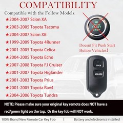 Key Fob Remote Replacement Fits for Toyota 4Runner 1999-2009/SCION
