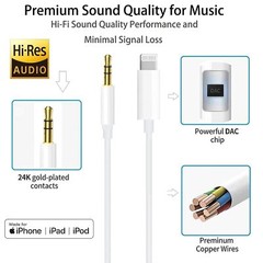 iPhone 7 8 X XR 11 12 13 Pro Max 8 Pin to 3.5mm AUX Audio Car Adapter Cord LOT