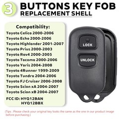 Key Fob Shell Case Replacement for Toyota Celica Echo Highlander Prius Rav4