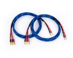 Canare 4S11 Bi-Wire Speaker Cable Pair, Blue Flex Braided 2 to 4 BFA Banana.