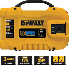 20V Power Inverter 1000 Watt Dual AC USB Ports Battery Clamps DC Plug Use
