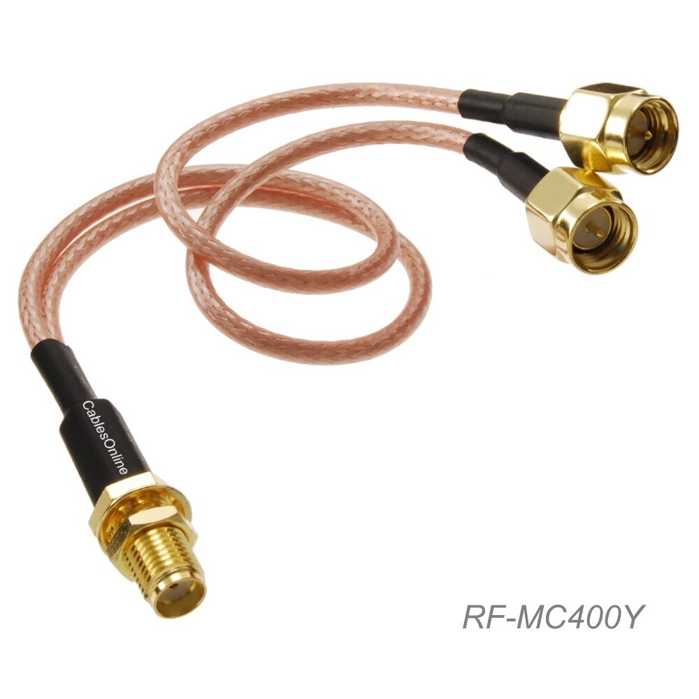 8-in SMA Bulkhead Female to 2x SMA Male 50Ω RG316 Coax Y-Splitter