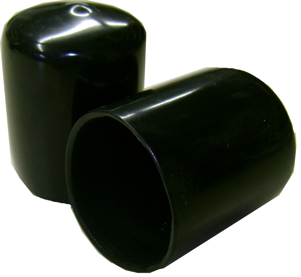 Lot of 2 Black Plastic Caps – 1.187 ID – Fits 1-1/4″ OD Tubing Flexible End Cap