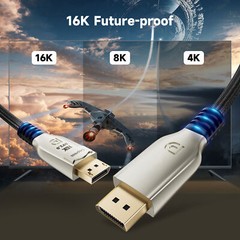 DisplayPort 2.0 to DP Cable 16K@60Hz 8K@120Hz 4K@240Hz HDR HDCP2.3 for PC Nvidia