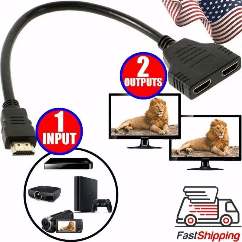 4K HDMI Cable Splitter Adapter 2.0 Converter 1 In 2 Out 1 Male to 2 Female lot