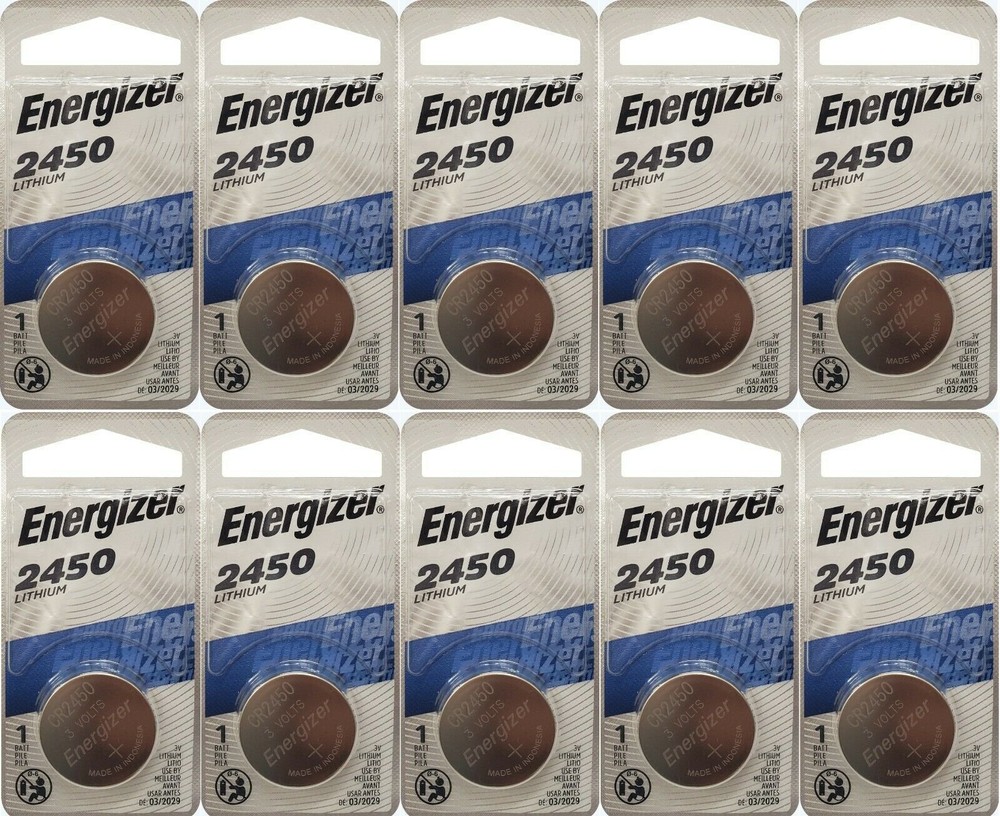 10 Pcs Energizer CR2450 ECR2450 CR 2450 3V Lithium Coin Cell Button Battery