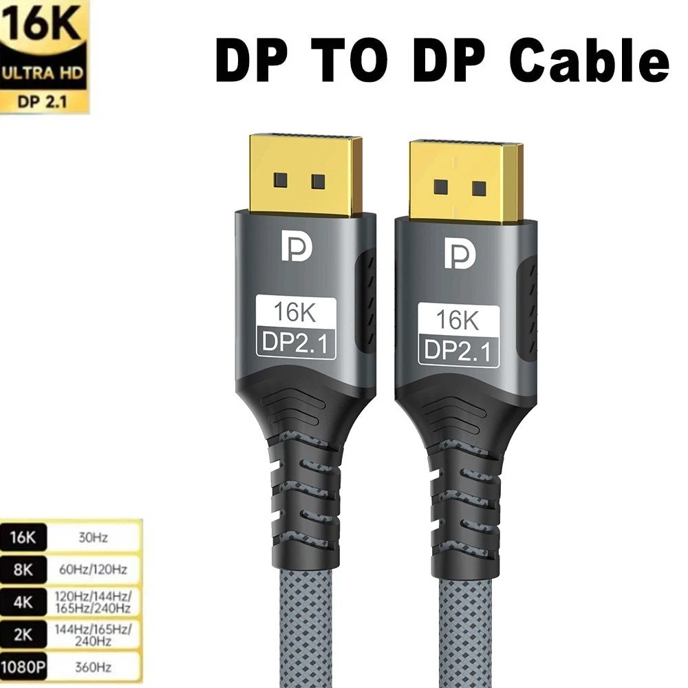 DisplayPort 2.1 Cable 16K 8K@120Hz 4K@240Hz 80Gbps HDR Video Audio DP Cable