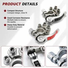 2PC PREMIUM 4 Way Car Battery Terminal Clamp Connectors Quick Release Disconnect