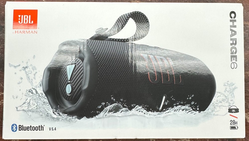 JBL Charge 6 Portable Waterproof Bluetooth Speaker – Black – New