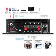 800W 2 Channel Bluetooth Mini HIFI Power Amplifier Audio Stereo Amp Home Car FM