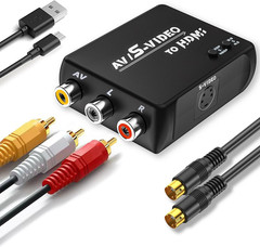 S Video to HDMI Converter, AV RCA to HDMI Converter, Includes RCA Cable + S Vide
