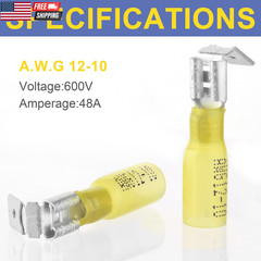 160Pcs Heat Shrink Spade Connectors,Awg 22-10 Female and Male Wire Connectors,Qu