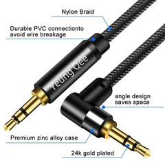Yeung Qee 3.5mm Aux Cable 1.5 ft, Nylon Braided Male to ft (0.5 m)