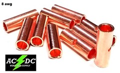 8 GAUGE BARE COPPER BUTT CONNECTOR 5 PK CRIMP TERMINAL AWG BATTERY