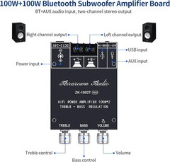 Efficient 2.0 Channel Bluetooth Amplifier with Treble Bass Adjustment Feature
