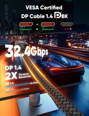 Capshi 8K 4K Displayport Cable 1.4, 10FT DP Cord (VESA Certified, 8K@60Hz, 4K@14