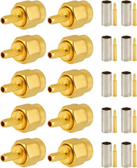 10 PCS SMA Connectors SMA Male Crimp Connector for RG316 RG174 RF Coax Cable