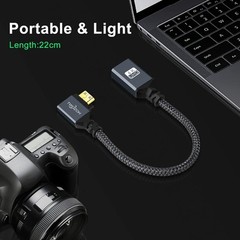 Twozoh 90° Degree Left Angle Mini HDMI Male to Female 0.6FT, Angled