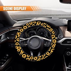 4PCS Sunflower Car Accessories Set, Fashion Anti-Slip 14-15 I Color: Sunflower