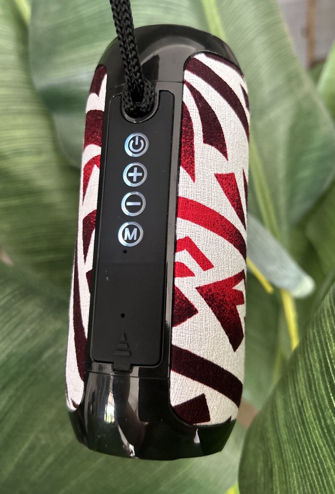 Custom Bluetooth Speaker Tribal Red White Black Polynesian Design W/Hand Strap