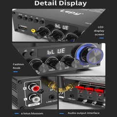 Lepy HIFI LP-T1 Bluetooth Stereo LED 300W Car Home Audio Amplifier 3A Adapter