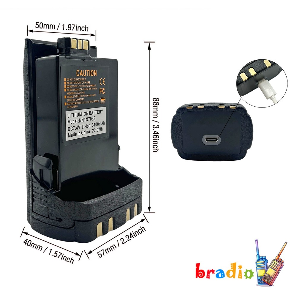USB-C NNTN7038 3100mAh Li-ion Battery For APX6000 APX7000 APX8000(XE) Radio