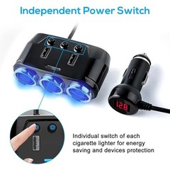 5-in-1 3Way Car Cigarette Lighter Socket Splitter Fast Charger Power Adapter