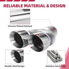 Dual Exhaust Tip 2.25 Inch Inlet 3″ Dual Outlet 8″ Overall 2.25″ x 3″ x 8″