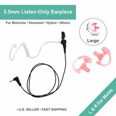 3.5mm Listen-Only Acoustic Earpiece w/ Ear Mold for Motorola/Kenwood Speaker Mic