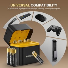 8 Pack Rechargeable AAA Batteries Lithium with Fast Charger 1300mWh, 1.5V Output