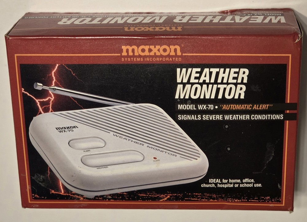 Maxon WX-70 Severe Weather Monitor AC or Battery Power OPEN BOX Automatic Alert