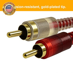 RCA Cables, 2 RCA Stereo Audio Cable – 5 Feet. | Gold-Plated | 2-Male to 2-Male