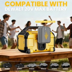 Cordless Bluetooth Speaker for DeWalt 20V Max Batteries, 80W Portable Jobsite…