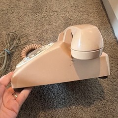 Vtg ITT Model 500-13 Rotary Desk Phone, Beige w/ Rare Clear Indicator Light Lens